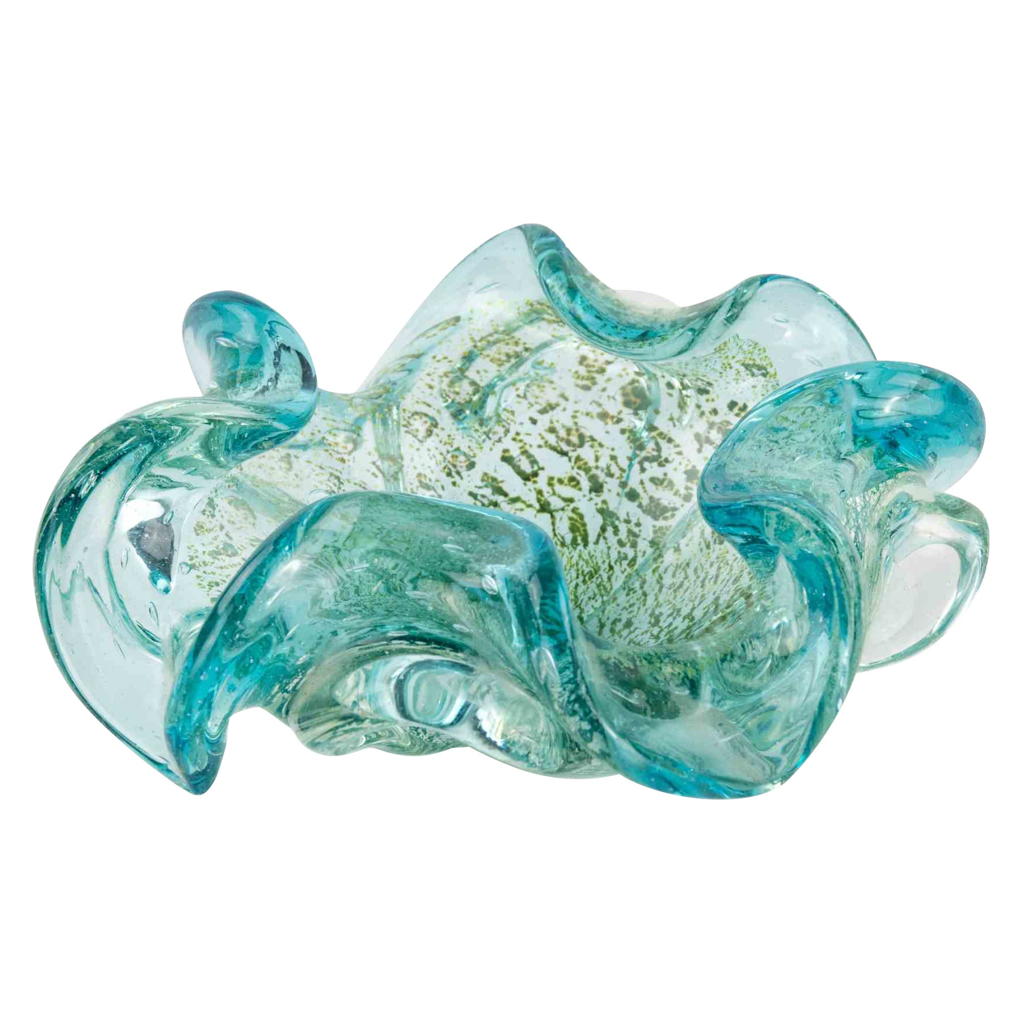 Vintage Bol en verre turquoise attr. à Barovier&Toso, 1950s