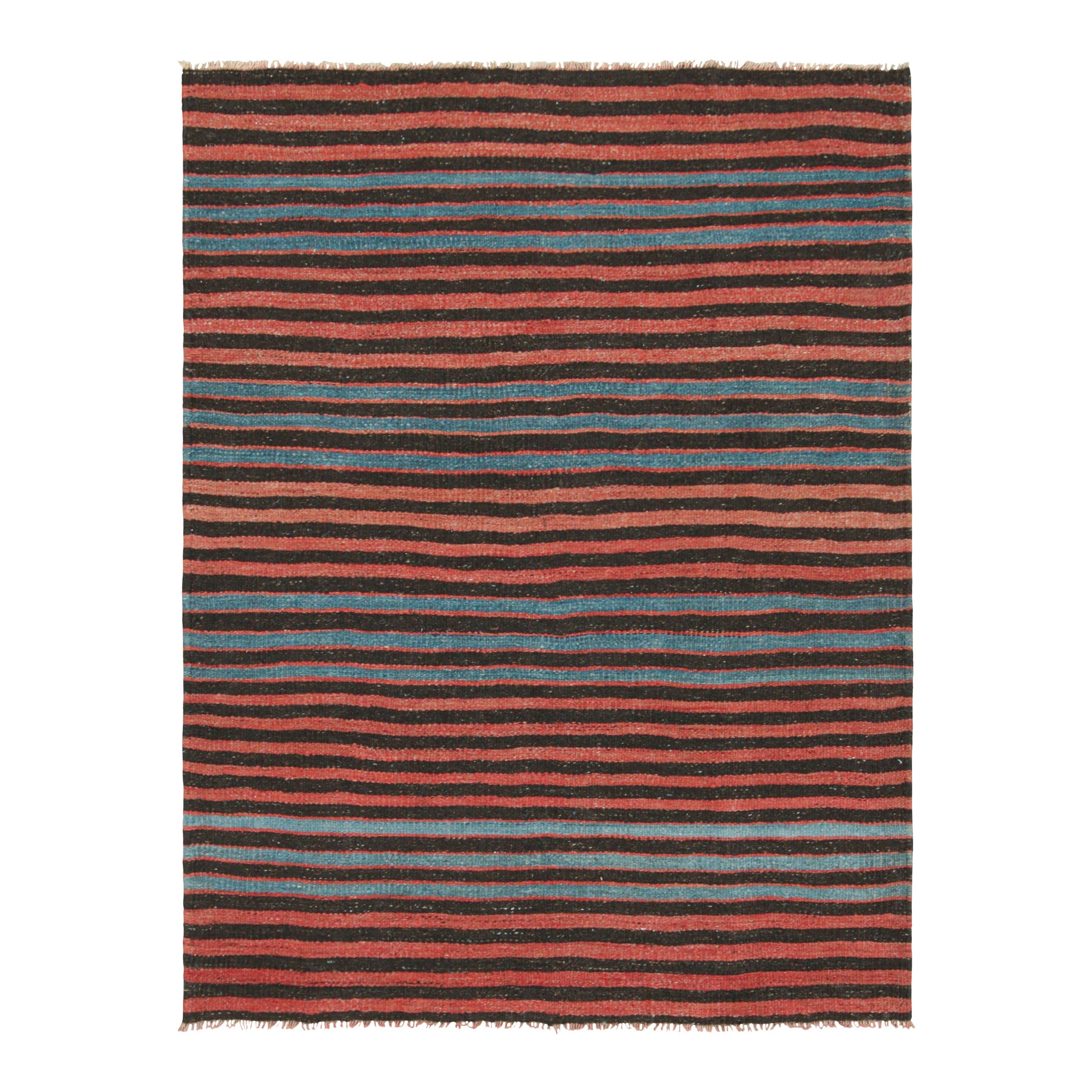 Vintage Bakhtiari Persian Kilim, Red and Blue Geometric Stripes - Rug & Kilim For Sale