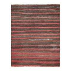 Vintage Shahsavan Persian Kilim in Red and Brown Geometric Stripes - Rug & Kilim