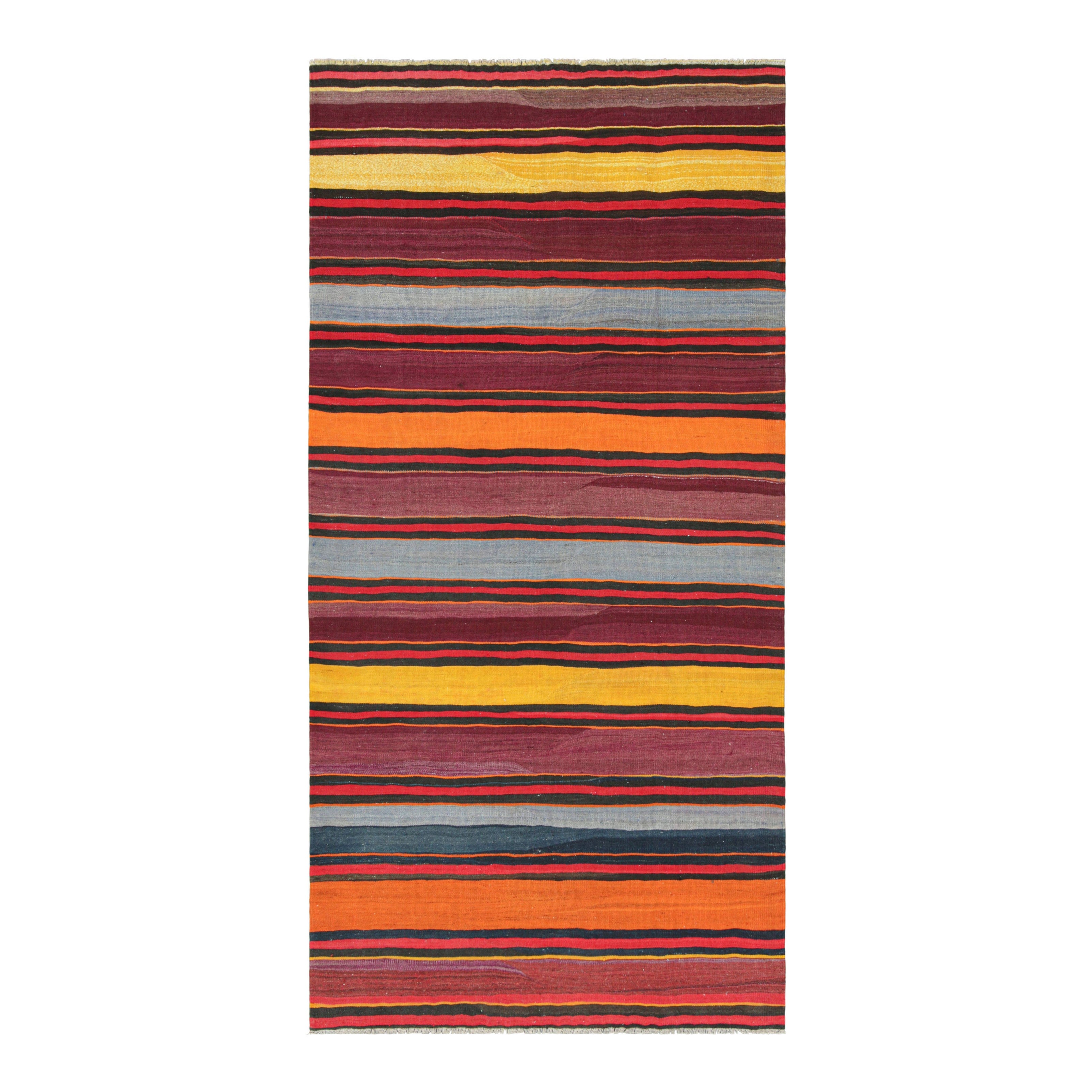 Vintage Shahsavan Persian Kilim with Vibrant Polychromatic Stripes - Rug & Kilim For Sale