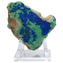 Azurite and Malachite Specimen from Arizona Mounted on Custom Acrylic Stand