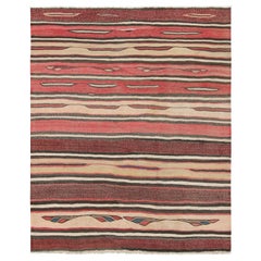 Kilim azerbaïdjanais vintage à rayures beige-marron et rouges - Rug & Kilim