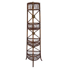 Burnt Bamboo Demi Lune Etagere with Three Shelves