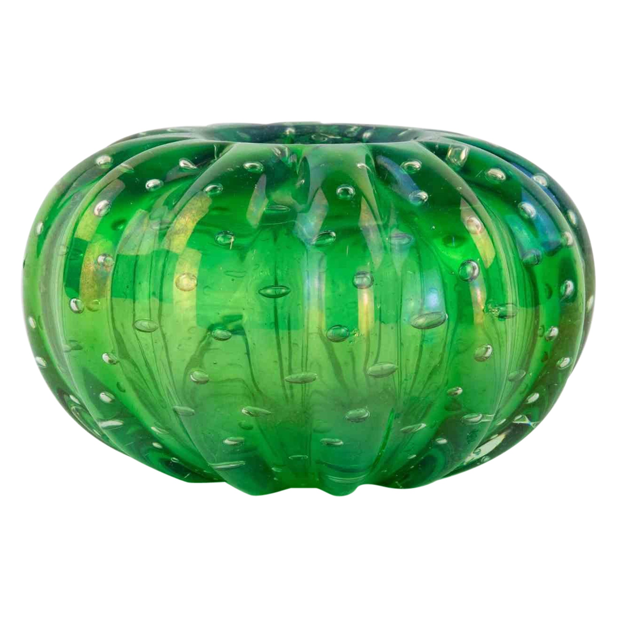 Vintage Green Murano Glass Bowl 1970s