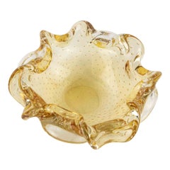 Cenicero vintage de cristal de Murano "Burbuja de miel" atr. de Barovier & Toso, años 70
