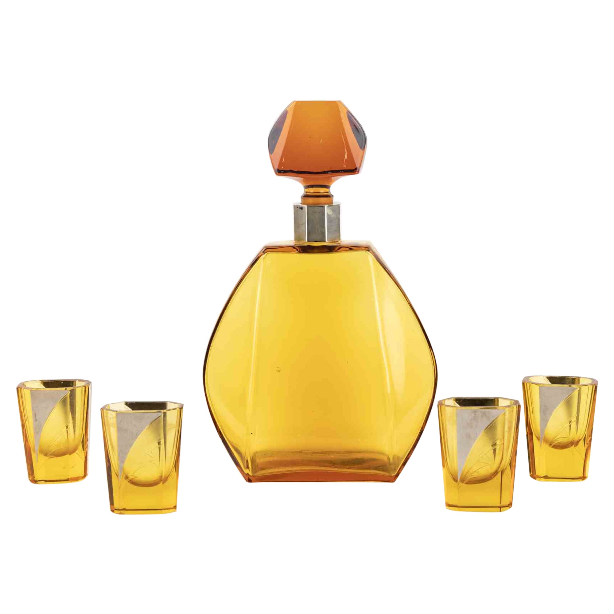 Art Deco Czech Glass  Liqueur Set Attr. to Karel Palda, 1930s