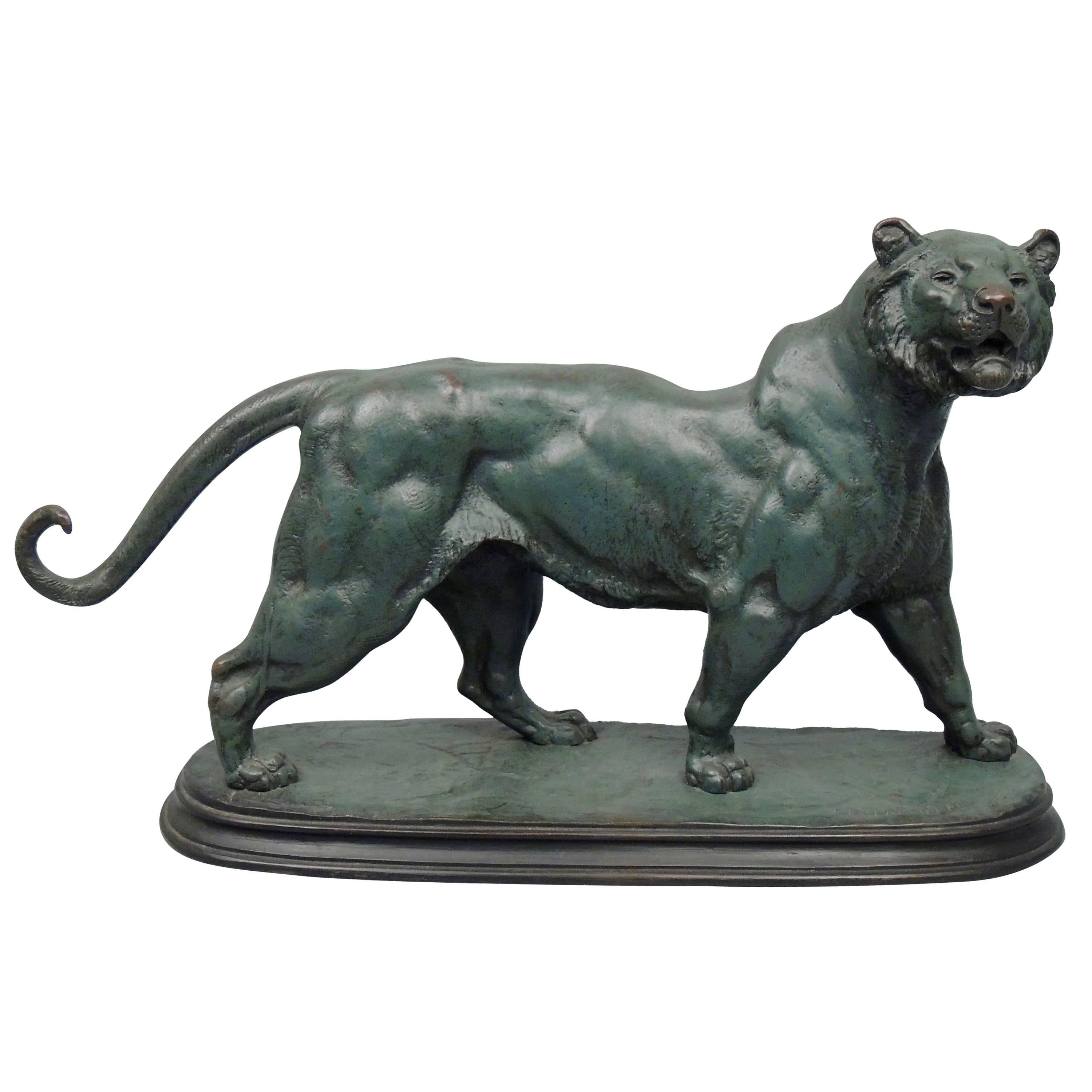 Large French Animalier Bronze Lion Sculpture After Paul-Edouard Delabrierre