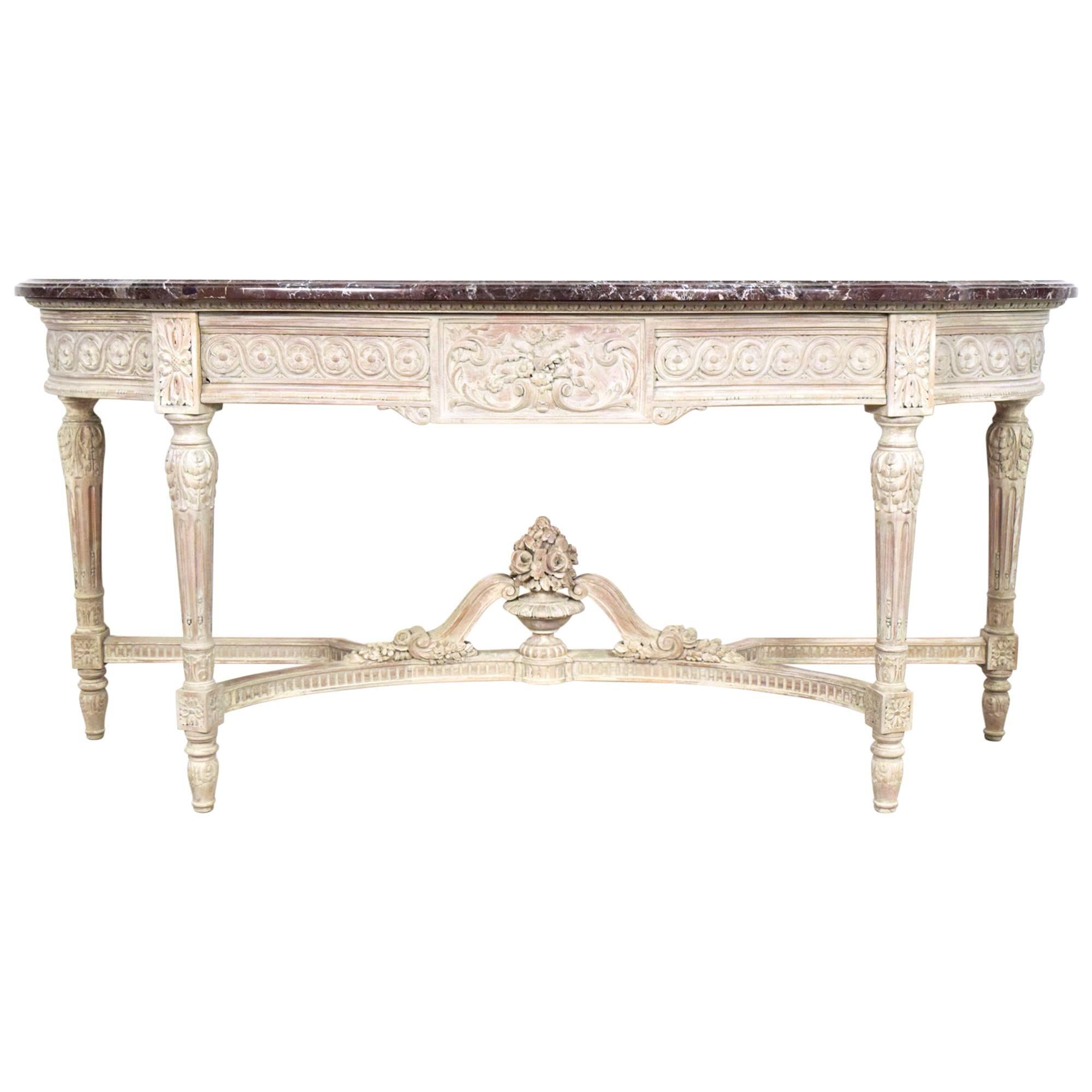 French Carved Louis XVI Painted Console
