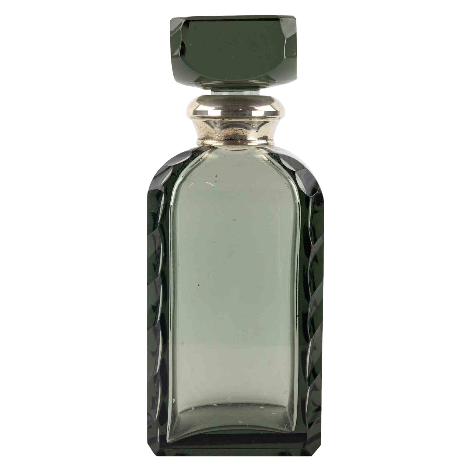 Vintage Bohemian Glass Bottle by Karel Palda, 1930s