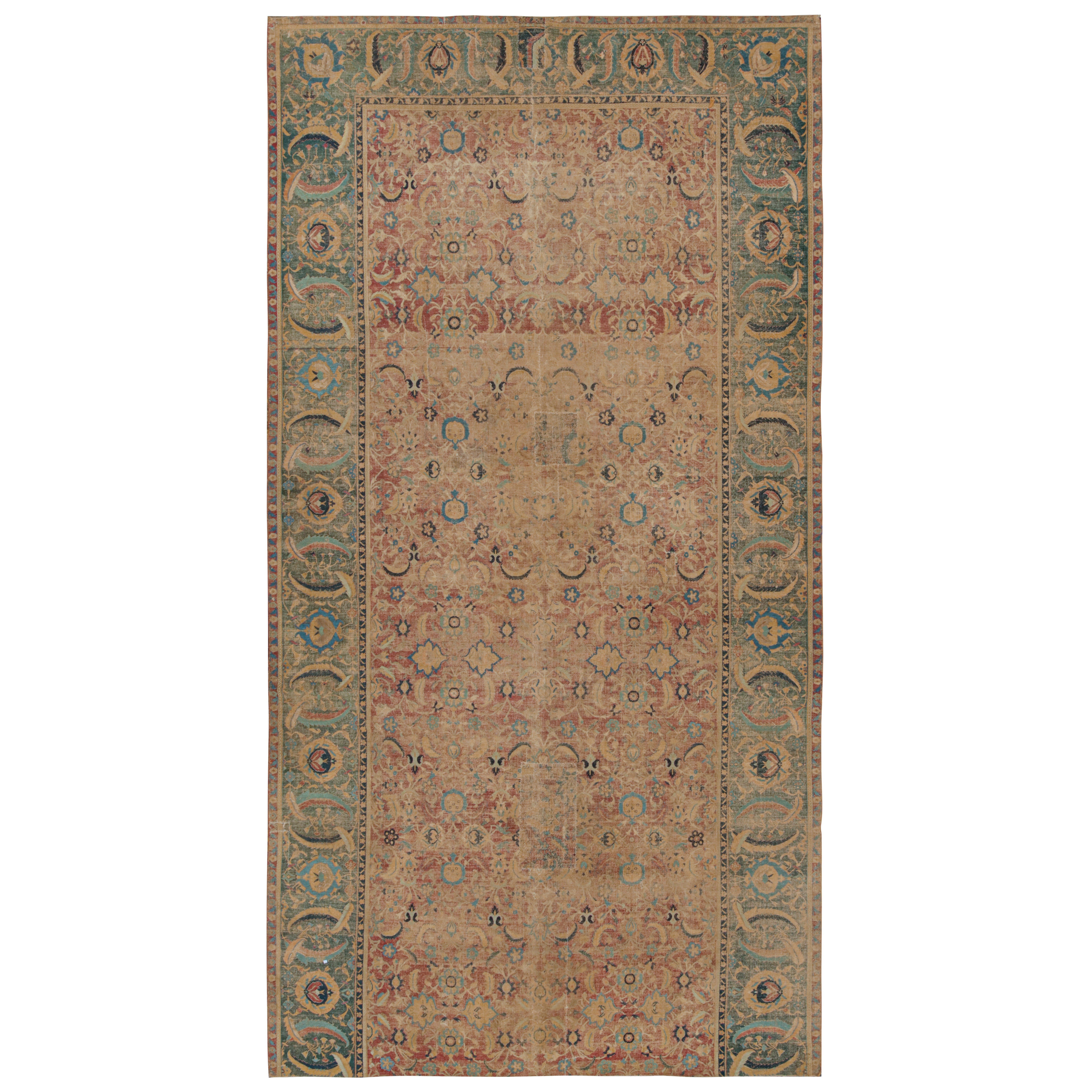 Oversized Antique Persian Isfahan Fragment Rug with Floral Pattern - Rug & Kilim For Sale