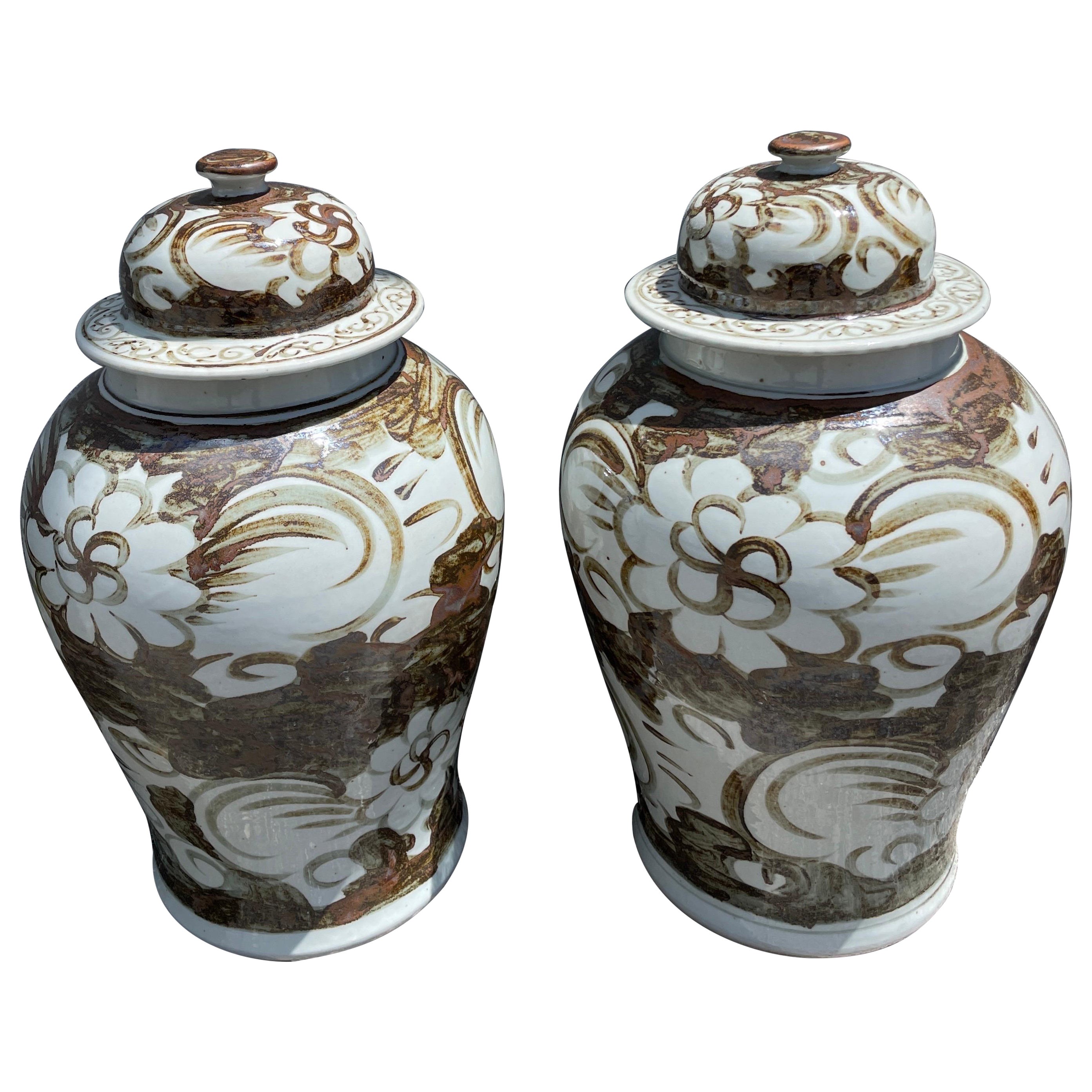 Pair of Chinese Ginger Jars For Sale