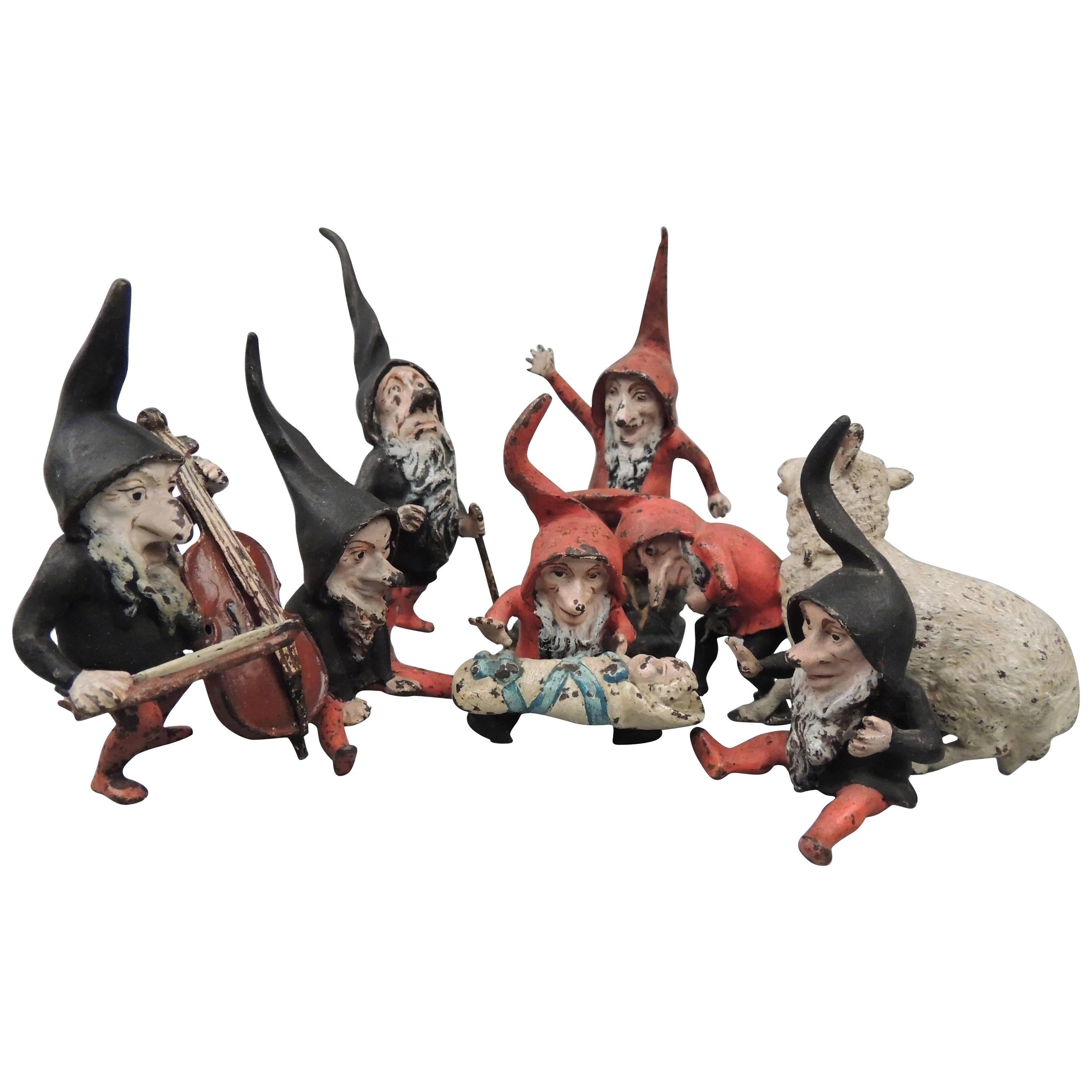  Set of Cold Painted Antique "Snow White & the Seven Dwarves" Vienna Bronzes