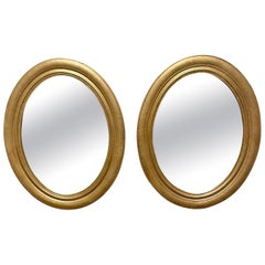Pair of Vintage Gilt Oval Distressed Mirrors