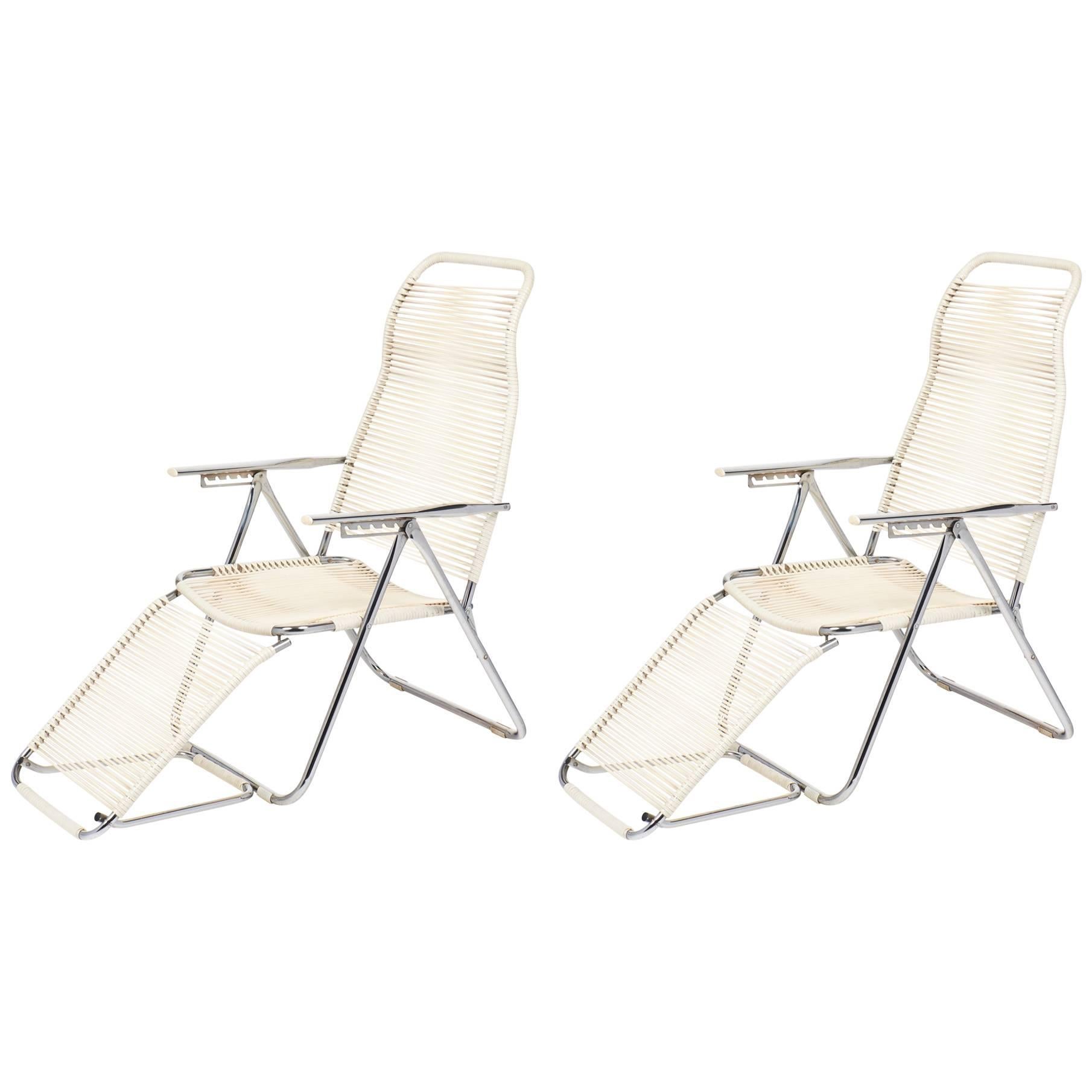 Pair of French Vintage Adjustable "Chaises Longues"