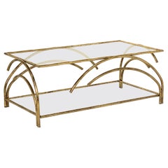 French Modernist Rectangular Low or Coffee Table of Brass
