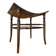 Antique Birdseye Maple Egyptian Revival Thebes Stool