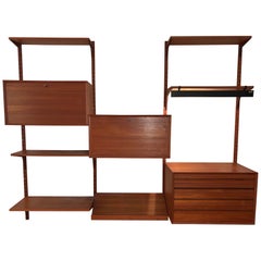 Poul Cadovius 3 Bay Teak Wall Unit with Rare Light!