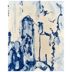 Tappeto astratto bianco e blu - Sumi Blue