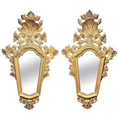 Antique A Pair of French Girandole Giltwood Mirrors, 19th Century