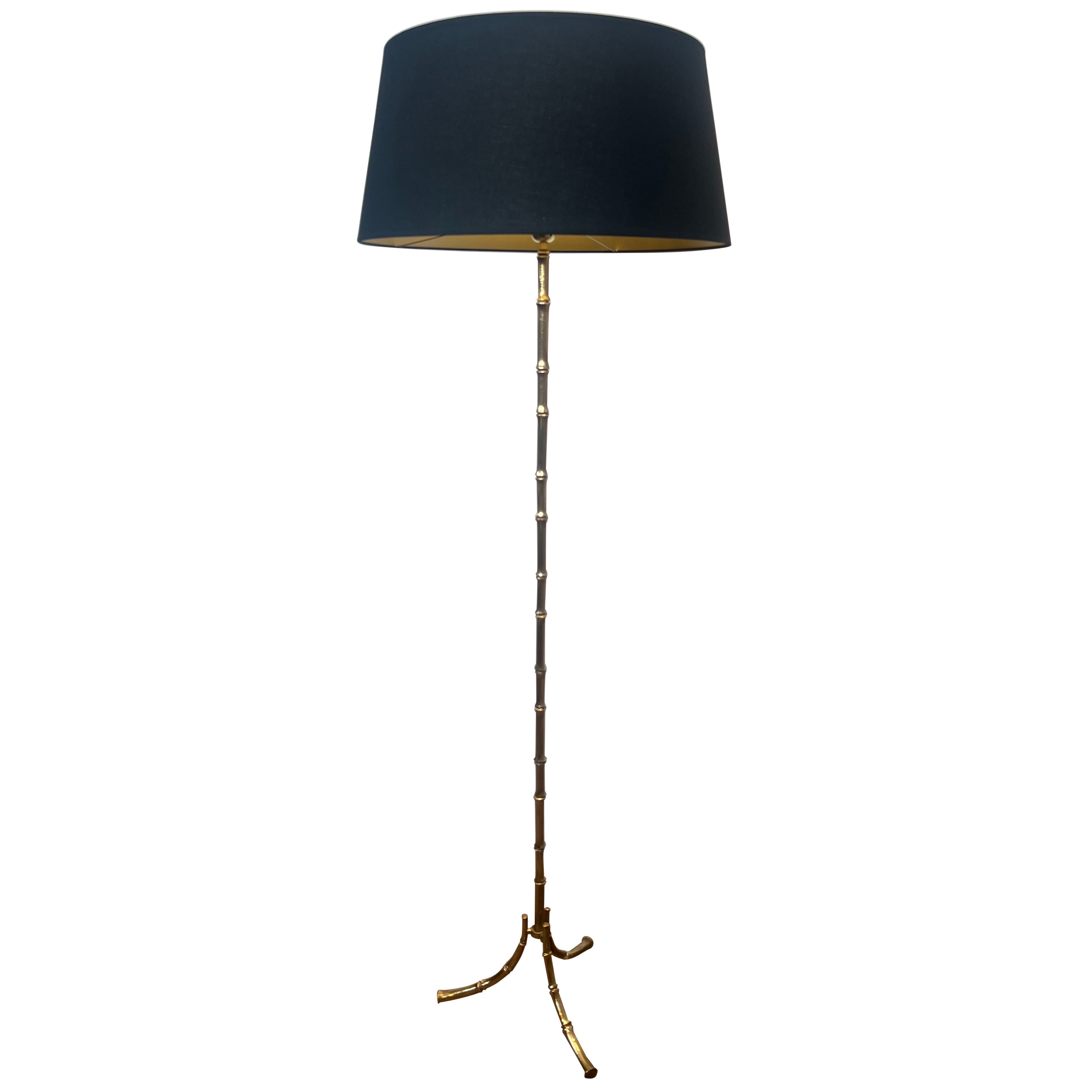 Faux-Bamboo Bronze Floor Lamp By Maison Bagués
