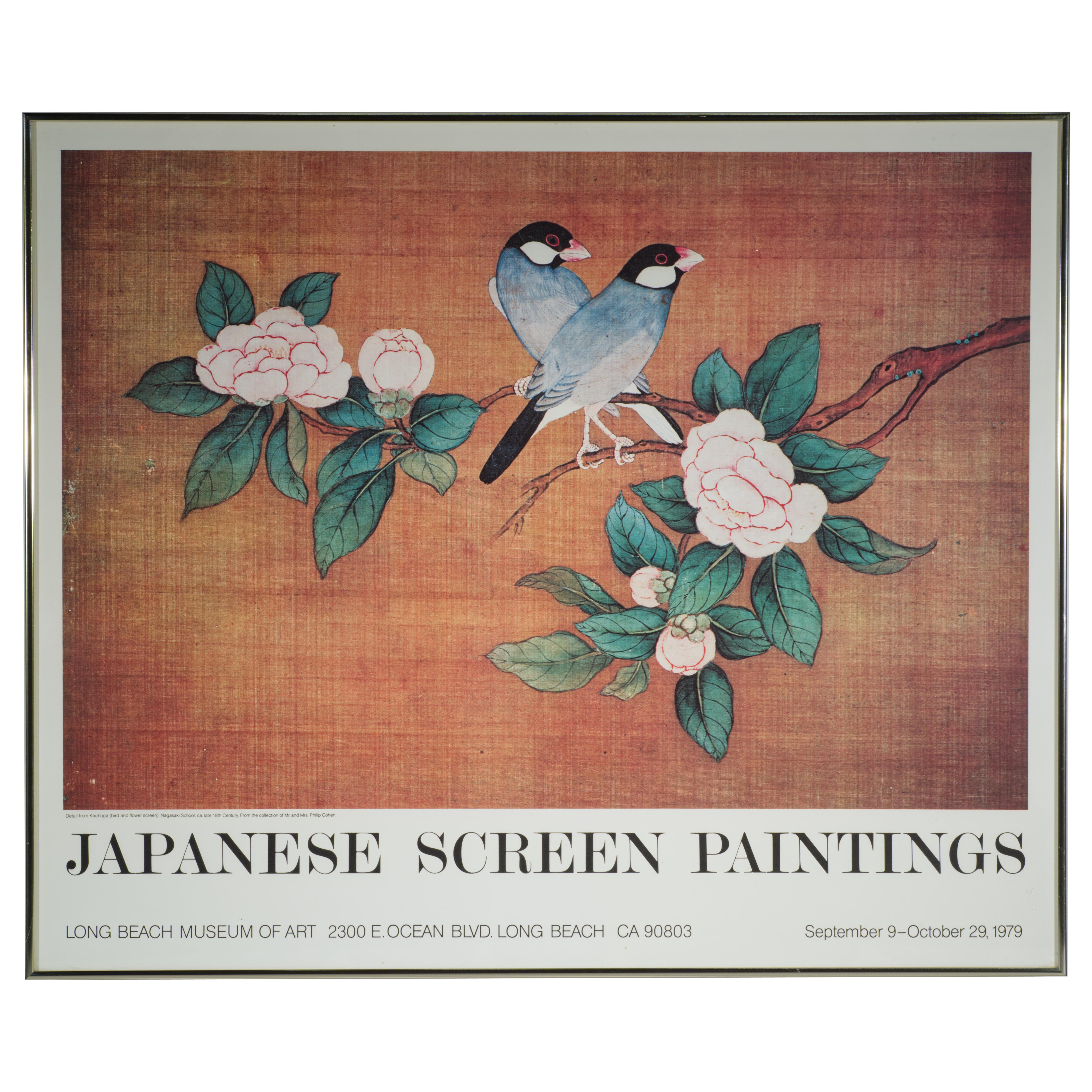Original Framed Exhibition Poster - Japanese Screen Paintings, 1979 im Angebot