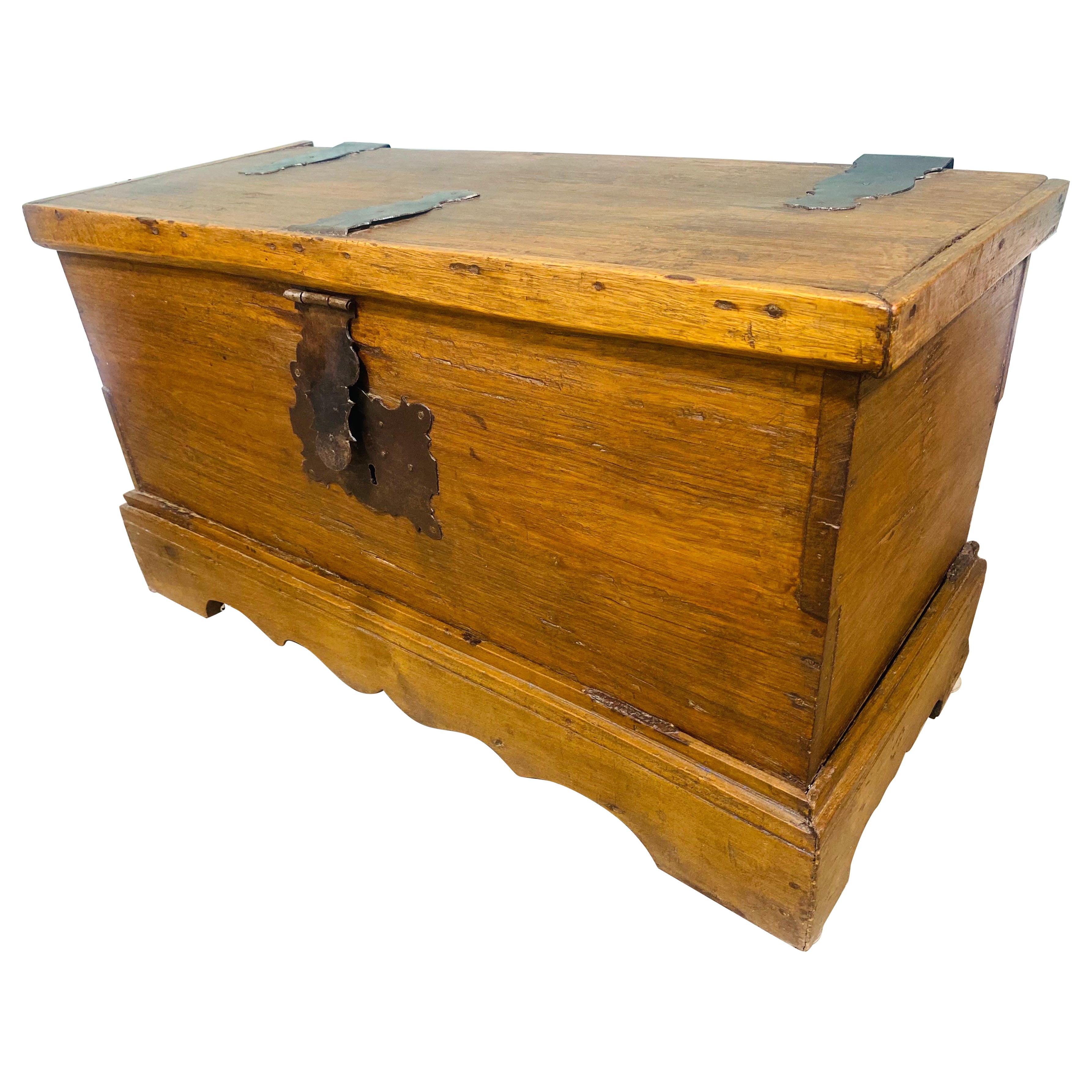 Rustic 19th century handmade chest For Sale