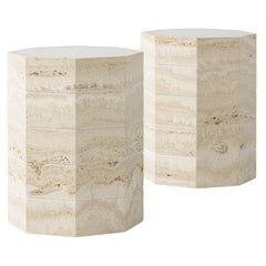Mesa auxiliar Gisou - Travertin et Onyx blanc par Studio Gaïa