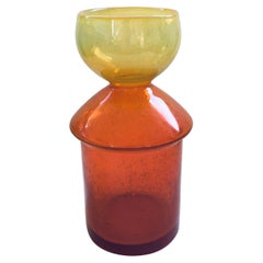 Art Glass Vase in orange & Yellow, France 1960's