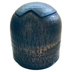 Brutalist Art Studio Pottery Lidded Jar Pot by Jaan Mobach, Netherlands 1960's