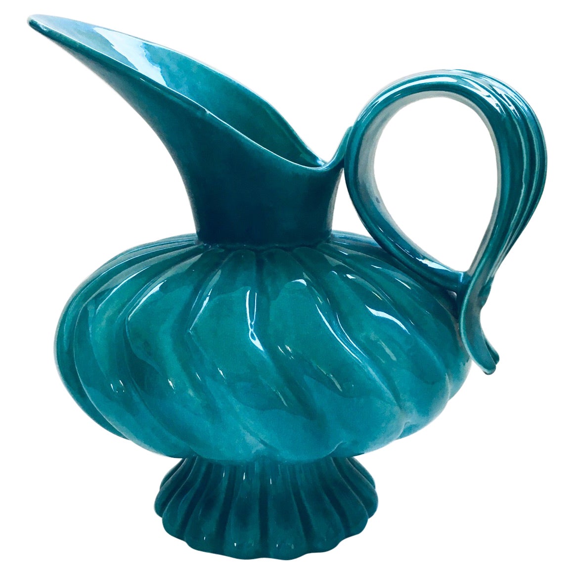 Midcentury Studio Art Pottery Duck Spout Decanter by Alexandre, Belgium 1950's For Sale