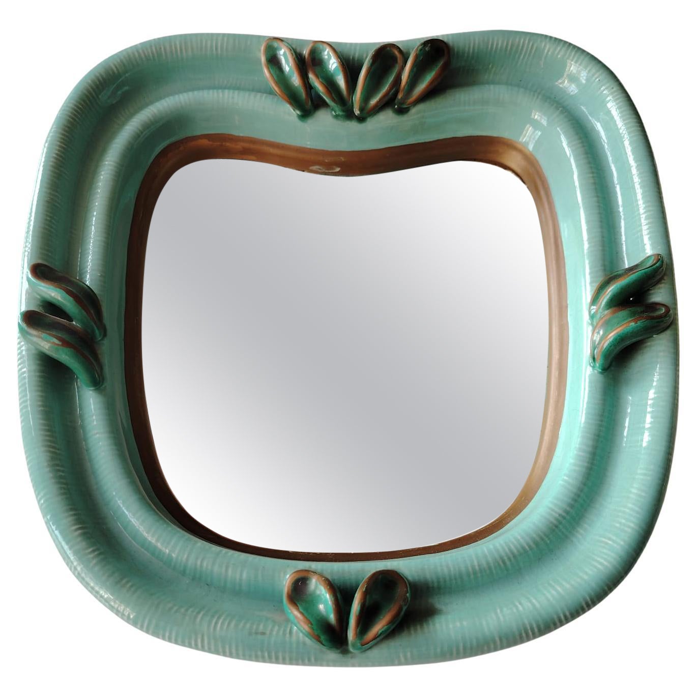 Art Deco Ceramik Wall Mirror by "Gmundner Keramik" For Sale