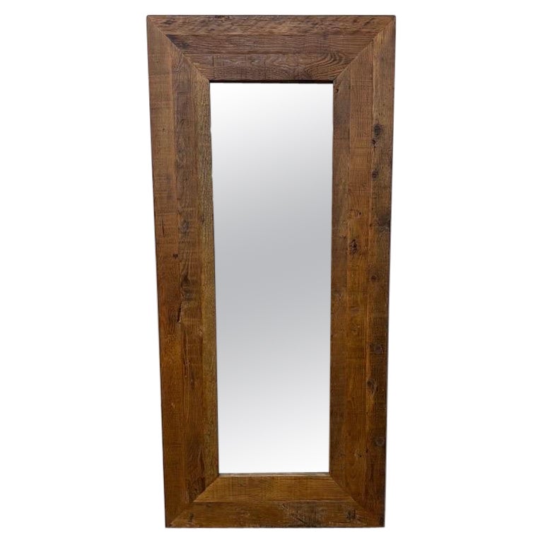Modern Farmhouse Style Reclaimed Wood Floor Mirror For Sale