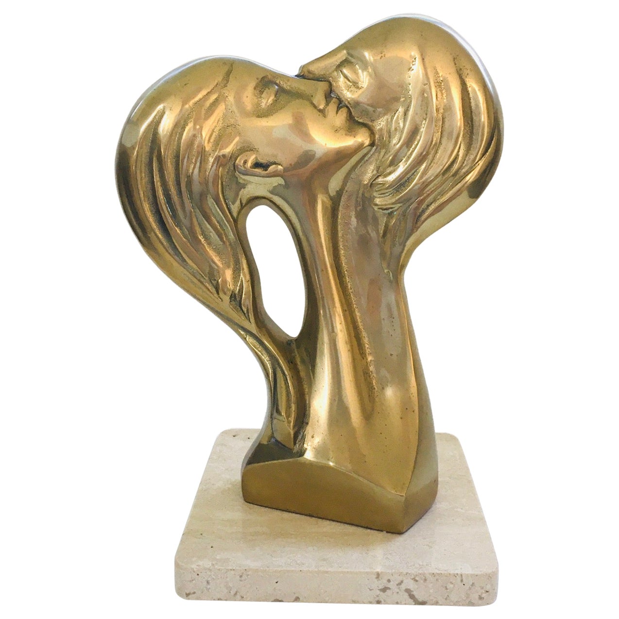 Art 1970 Brass Intertwined Male Female Sculpture Statue en vente