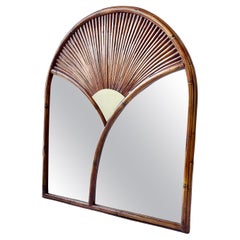 Wall Mirror after Gabriella Crespi, Faux Bamboo, Brass, Chapman 1978