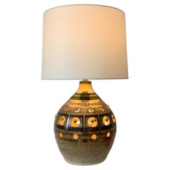 Lampada da tavolo Georges Pelletier in ceramica oro e marrone, circa 1970, Francia