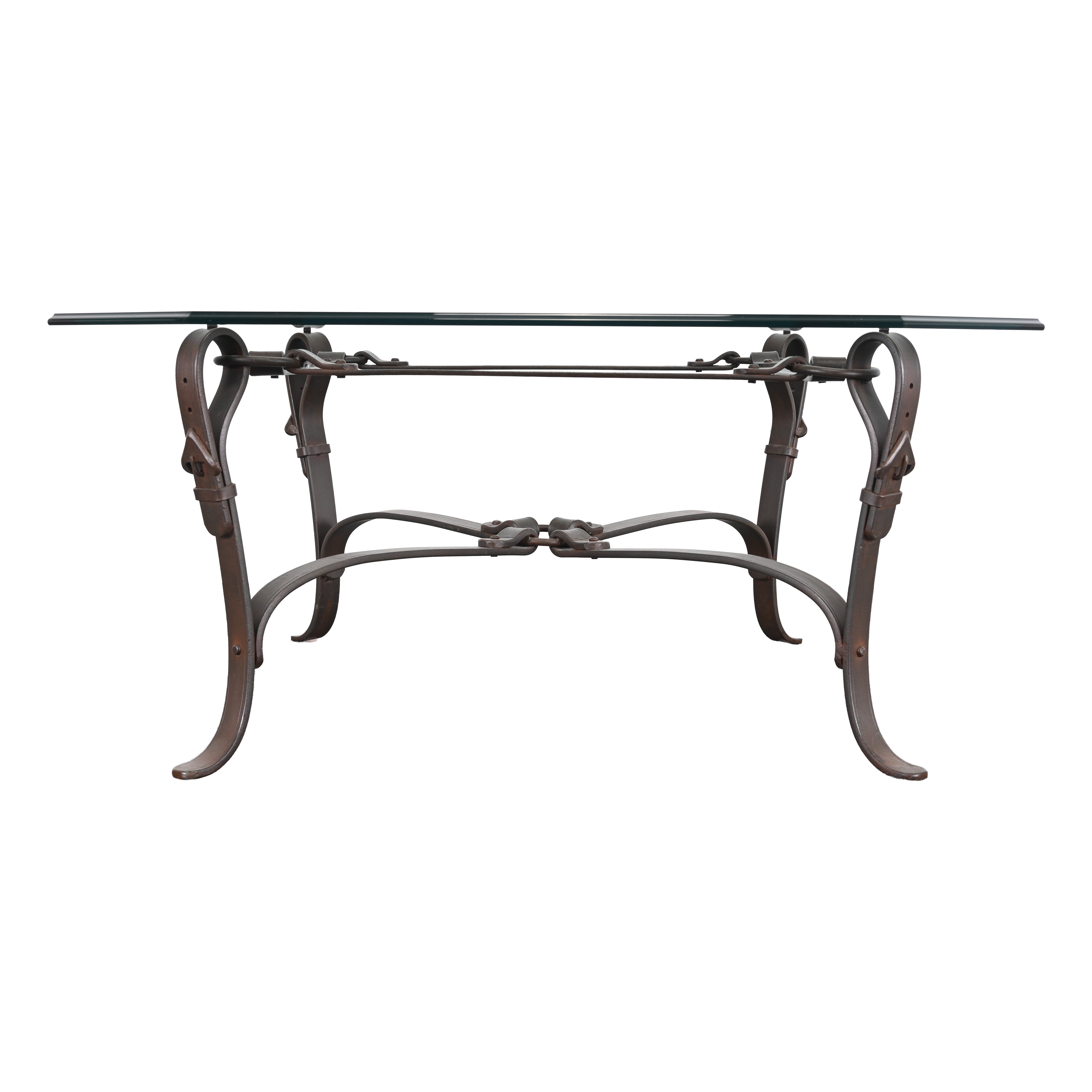 Bridle Strap Coffee Table in the Manner of Hermes, 20th Century For Sale