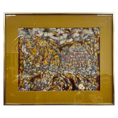 Pittura batik di metà secolo Paesaggio di ottobre Marion Knudsen