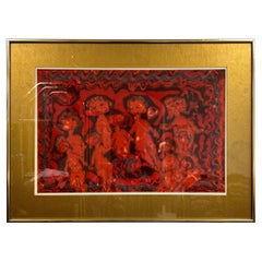 Quadro batik del metà secolo Ladies In Hades di Marion Knudsen