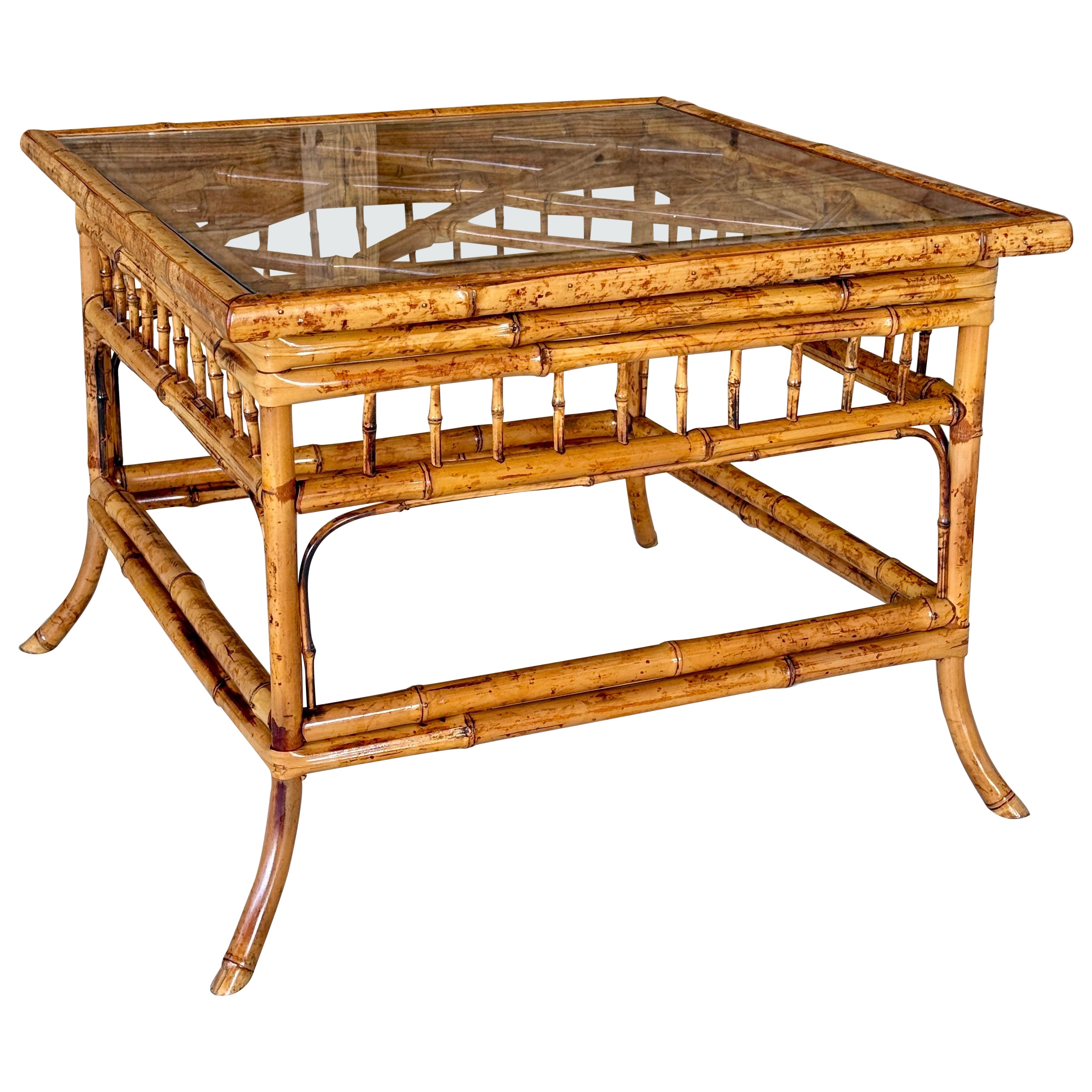 Mid-20th Century Refinished Brighton Pavilion Bamboo Side or Coffee Table With G