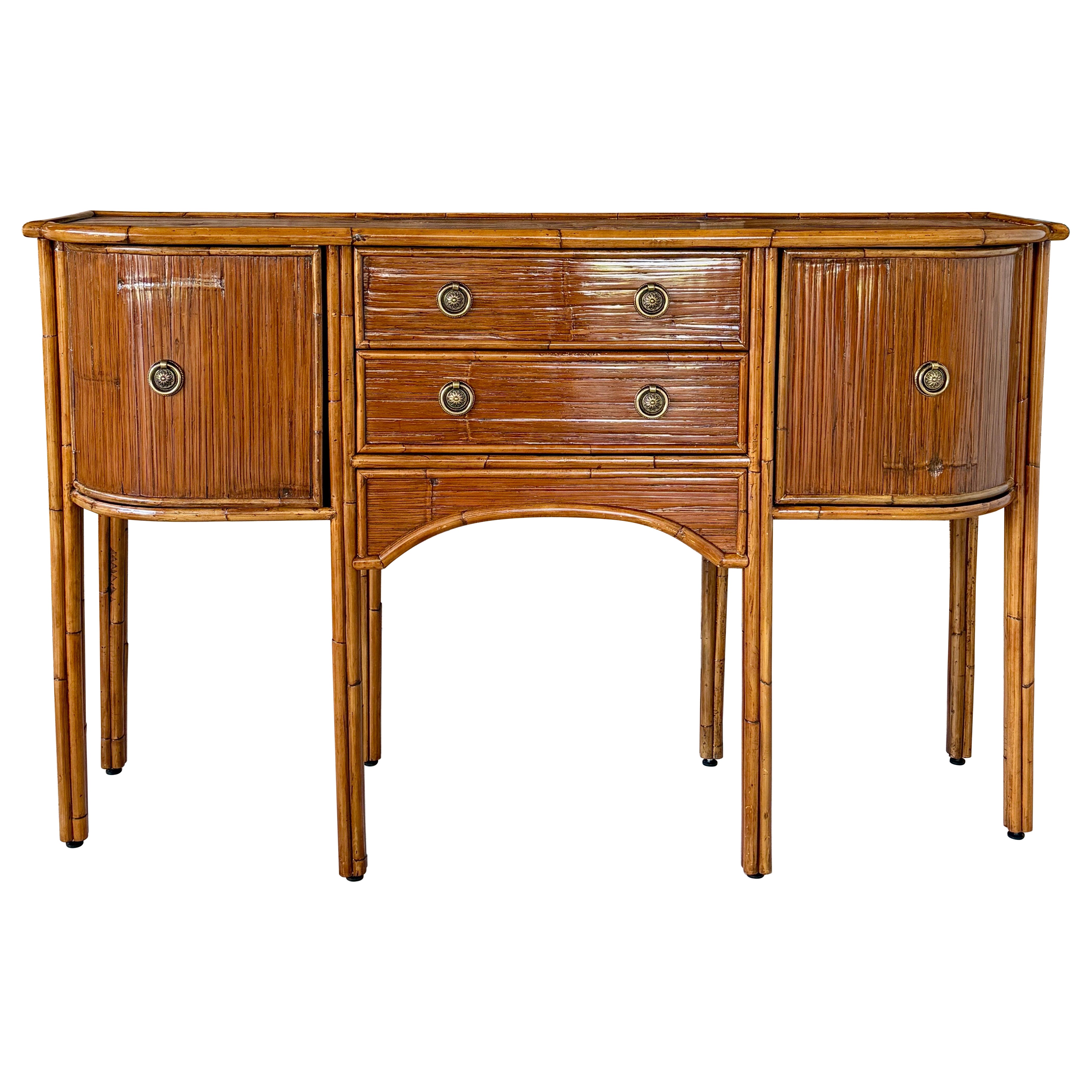 Late 20th Cent Coastal Organic Modern Ref: Rattan Sideboard by E. Murio, Manila For Sale