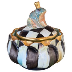 Mackenzie Childs Courtly Check Frog Prince - Zuccheriera con coperchio o barattolo per dolci con coperchio