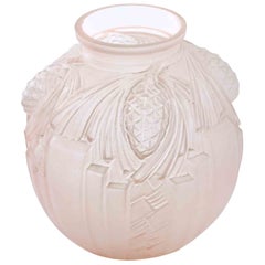 Art Deco Glass Globe Vase by De Cagny, 1930s