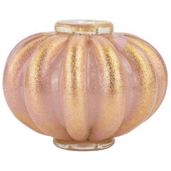 Vintage Gold Leaf Glass Vase attr. to Barovier & Toso, 1950s