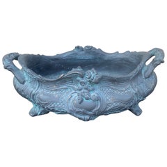 Retro French Provincial Louis XV Gray Cachepot Planter Box Jardiniere