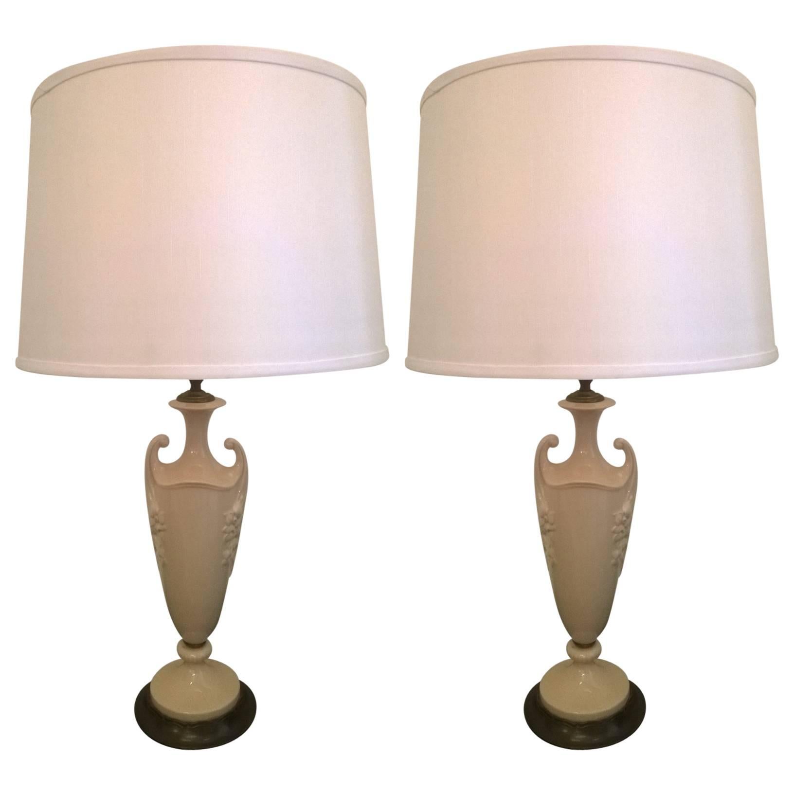 Pair of 1930 Art Deco Lenox China Table Lamps