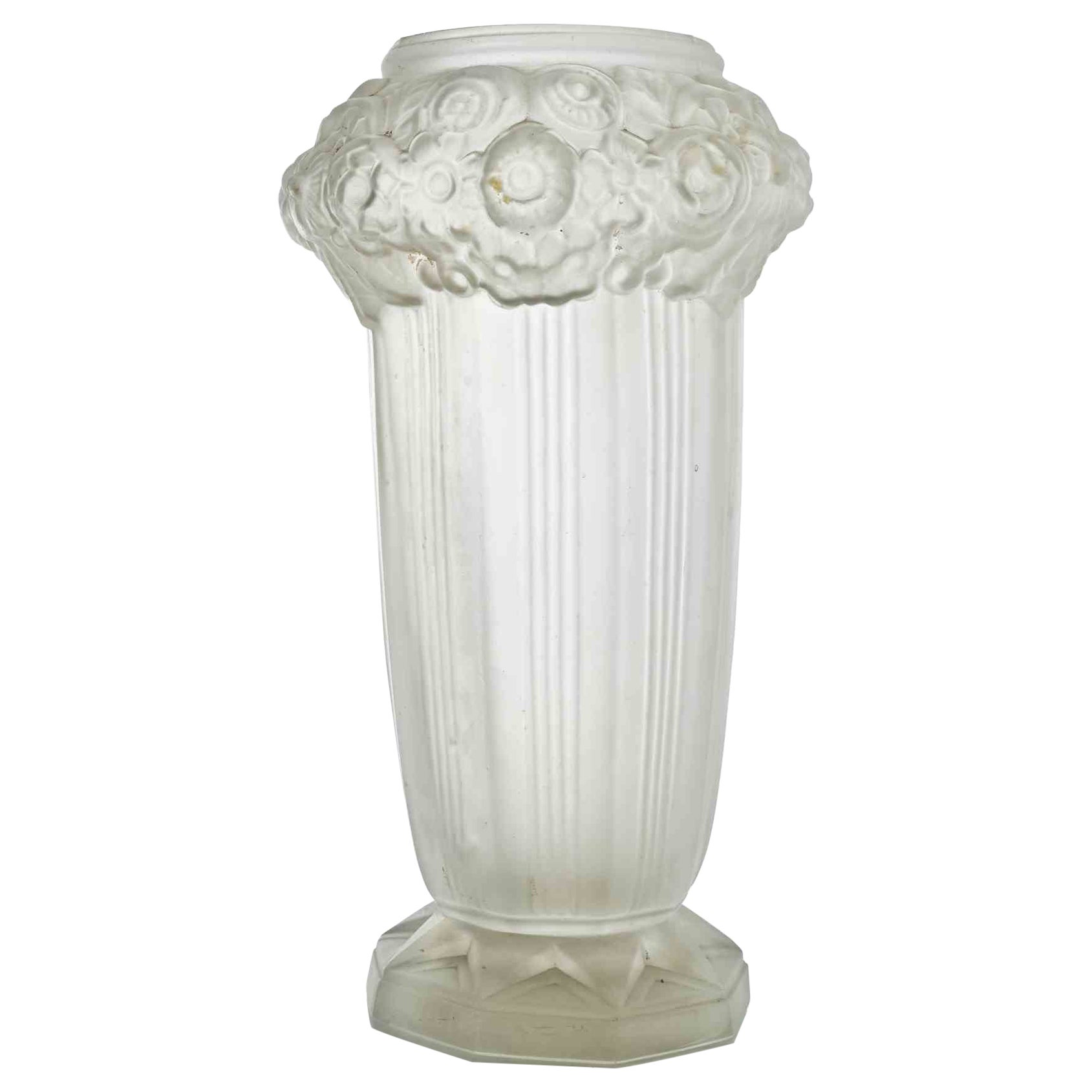 Art Deco Opaline Glass Vase, 1930s For Sale