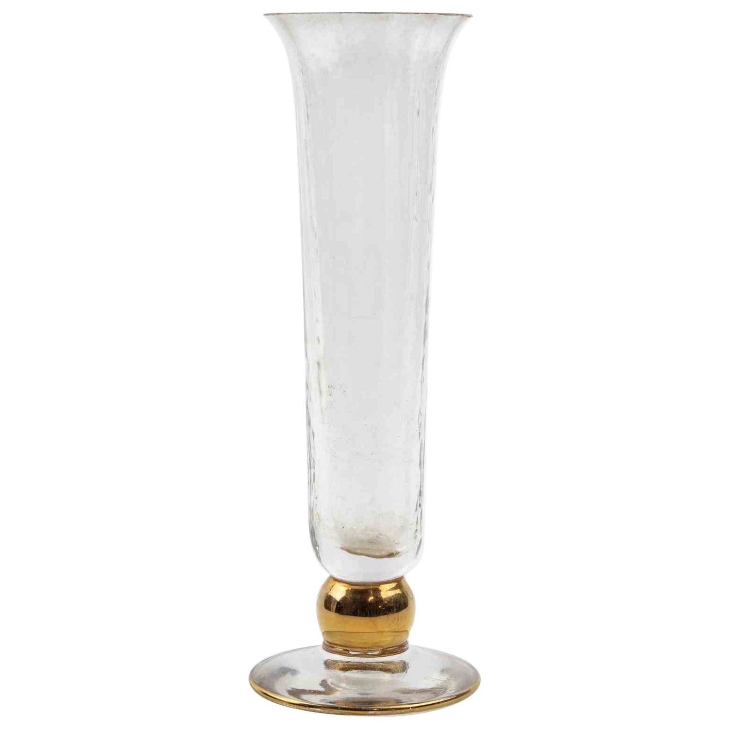 Vaso in vetro di metà secolo con sovrapposizioni dorate, anni '30