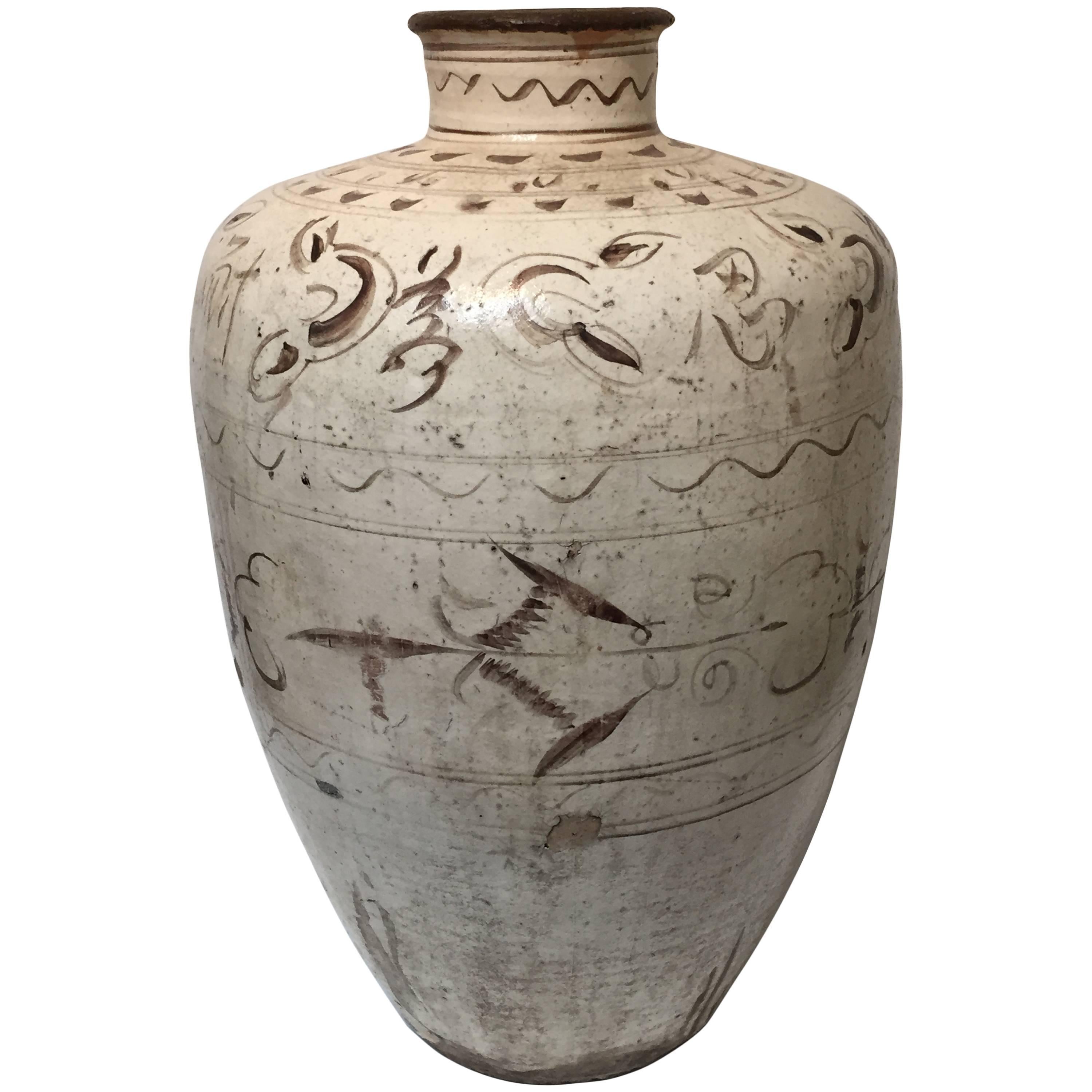 Large 14th Century Large Chinese Ceramic Wine Storage Jar