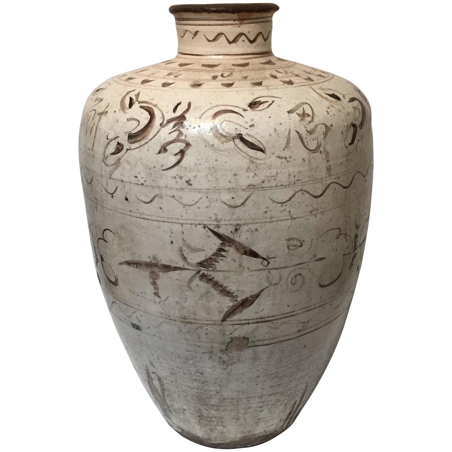 Large 14th Century Large Chinese Ceramic Wine Storage Jar at 1stdibs