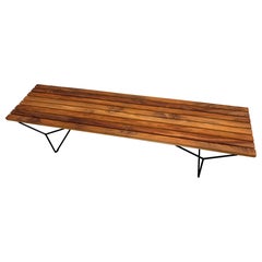 Bertoia Teak and Black Metal Bench